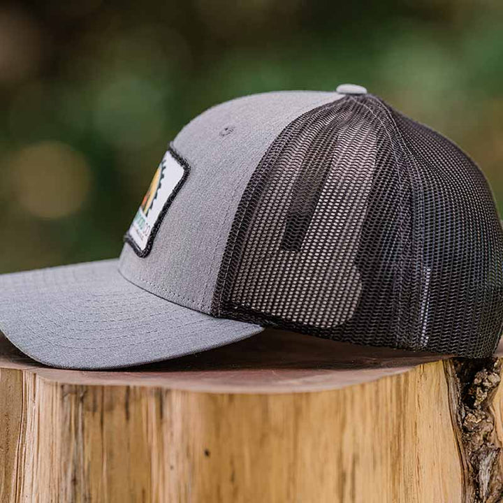 HEATHER GREY & CHARCOAL FABRIC PATCH HAT - MorningWood Company - Custom Woodworker - Jacksonville FL